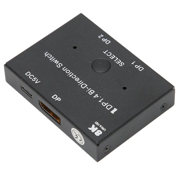 DisplayPort-bryter 2x1/1x2 DisplayPort Tosidig Switcher Støtter 8K 30Hz 5K 60Hz 4K 120Hz/60Hz for Monitor Bærbar PC