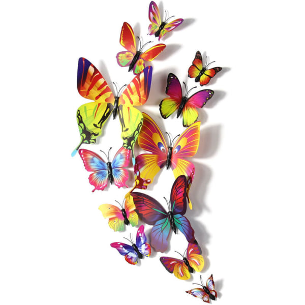 3D-simulering sommerfugl veggklistremerke, regnbuestil
