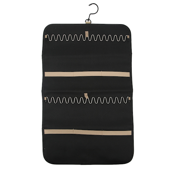 Rejse Smykke Organizer Foldbar Nylon Rejse Smykke Opbevaringspose til Halskæde Øreringe Ringe Sort