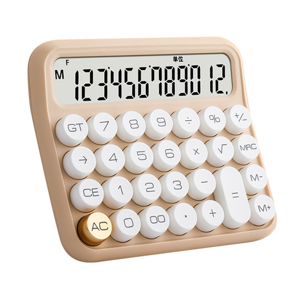 12-cifret lommeregner, stor LCD-skærm, stor knap, standard, mekanisk tænd/sluk-knap, lommeregner til kontor, skole, hjem, mælk, te, maling