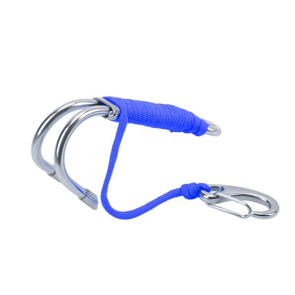 Drift Hook for Dykking Dobbelt Dobbelt Rustfritt Stål Drift Hook med Line for Grottedykking Blå