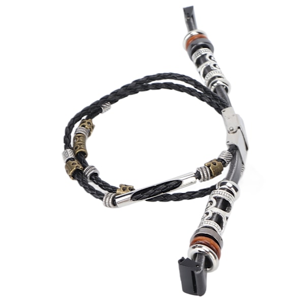 Läderpärlorarmband Handledsrem Retro flätat armbandsbyte för Fitbit InspireBlack