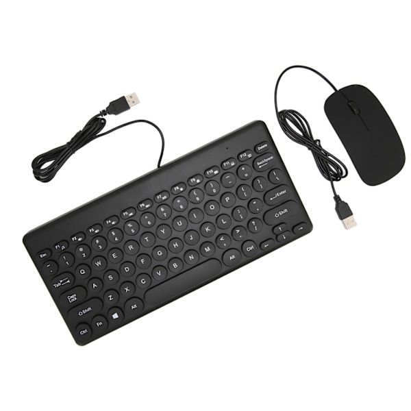 Näppäimistö Hiiri Combo Mukava ergonomia Energiä säästävä 78 näppäintä Pyöreä Keycap 4 Hiiripainiketta Kaapelissa kytketty tietokoneen lisävarusteet Musta