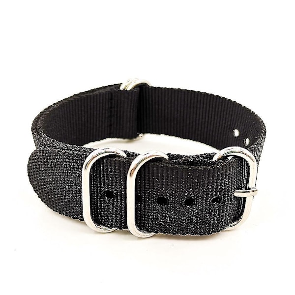 Nylon klokkearmbånd 18mm 20mm 22mm 24mm Army Sports stoff armbånd for 007 James Bond klokke - Svart