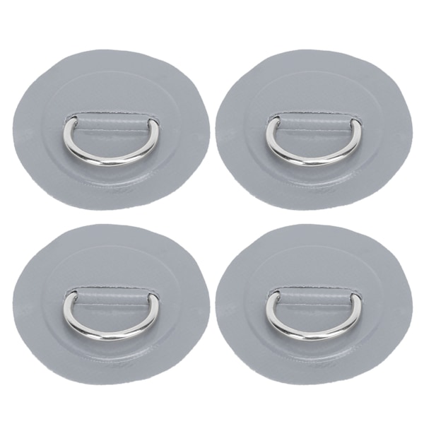 4 stk. PVC Patch Elastisk Reb Sæt D-Ring Patch Bungee Cord Sæt Rustfrit Stål D-Ring Pad Grå