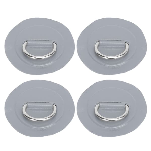 【NX】4 stk PVC-lapp elastisk tauset D-ringlapp strikksnor sett rustfritt stål D-ringpute grå
