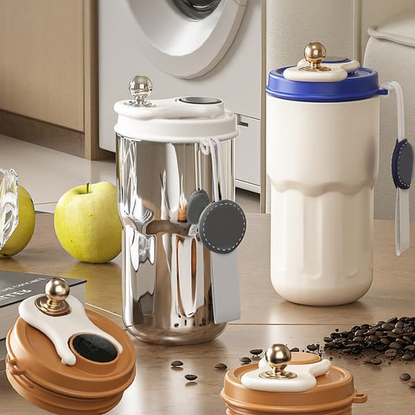 Isolert kaffekrus intelligent temperaturvisning 316 rustfritt stål reisebil kaffekopp blå