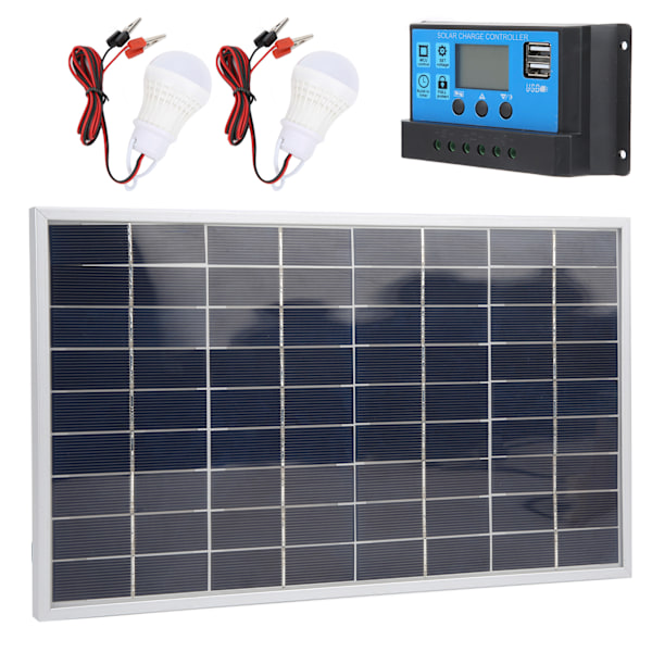 15W 18V polykristallin solpanel 12V/24V PWM Solar Controller 2st LED-lampa för bilar husbilar Fartygsbatteriladdare (20A)