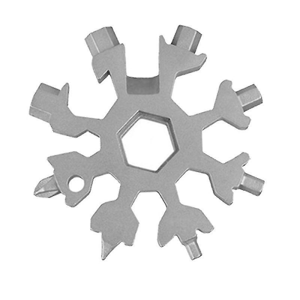 5 stk 18-i-1 Snowflake multinøkkel, rustfritt stål flaskeåpner/skrutrekkersett, slitesterk og bærbar å ta med White