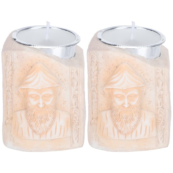 2 stk. Religiøs Statue Lysestake Hjem Resin Dekorasjoner Lysholder Ornamenter