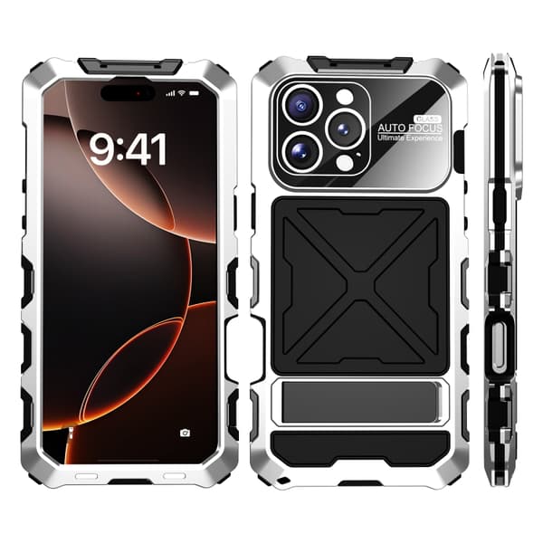 Kompatibel med iPhone 16 Pro Max-deksel - Vanntett, støvtett og støtsikkert mobildeksel Silver