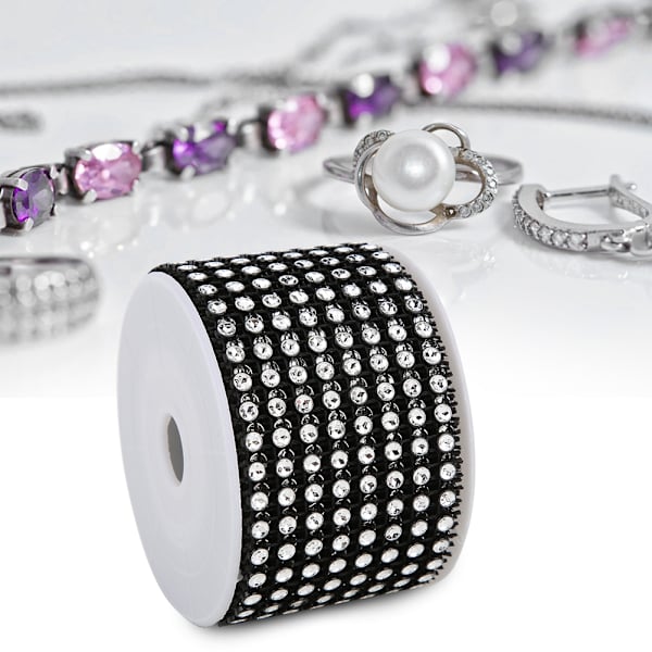 3ST Rhinestone Mesh Roll Shiny Diamond Wrap Ribbon Trim DIY Handgjord dekoration Svart