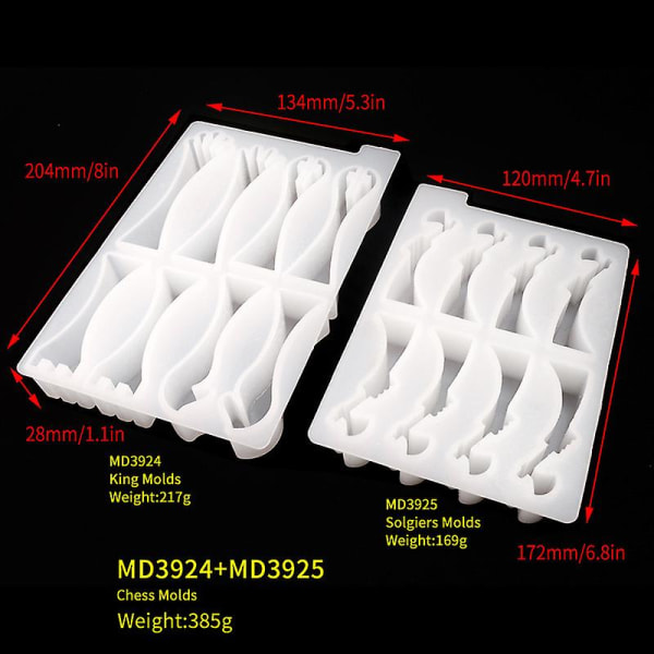 2kpl 3D-shakkinappuloita molds 3d-shakkitahdistin mold Kansainvälinen molds Hartsi Art Crafts, kirkas, A