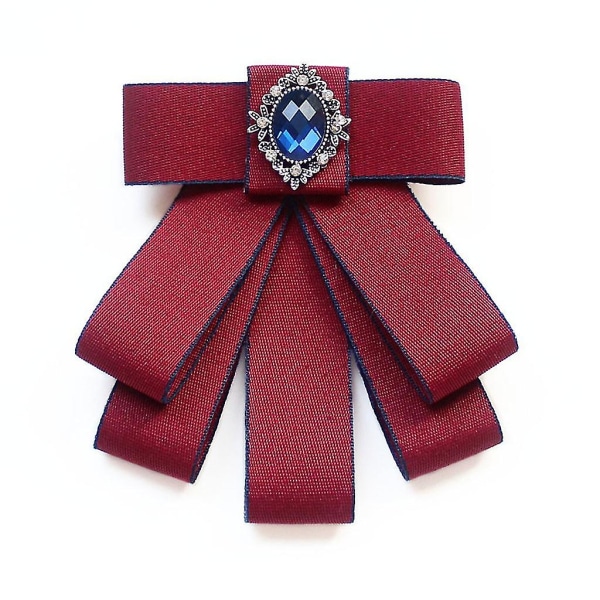 Fashion Ribbon Bow Tie Rhinestone Crystal Brosje Pin Bryllup Justerbare Bowties