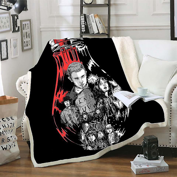 Stranger Things 3D-tulostettu fleece-peitto - Pesu- ja kuivauskelpoinen peitto kotiin ja toimistolle - 110*140 cm