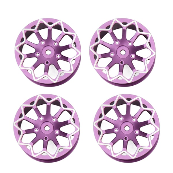 4 kpl RC-pyörien vanteet CNC-alumiiniseos 52 mm halkaisijaltaan pyörän napa 1/10 Drift On Road Racing Car Purple