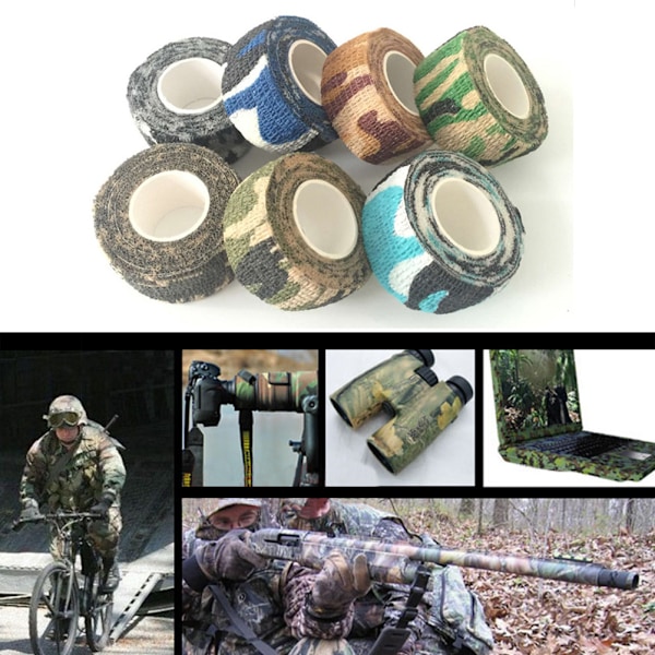 6 stk. Kamuflasjetape Camo Stretch Bandasje Selvklebende Beskyttende Wrap for Utendørs Camping