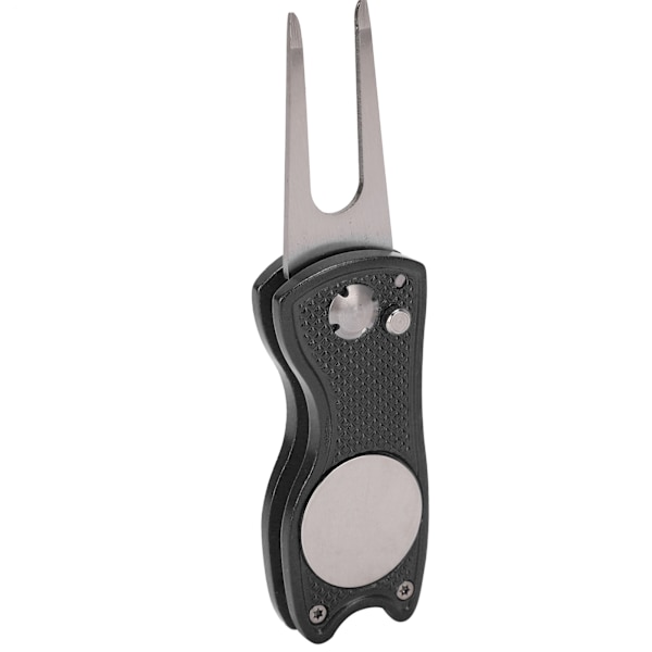 Golfgaffel i rustfrit stål Metal Foldbar Golf Divot Putting Green Fork Divot Reparationsværktøj Sort