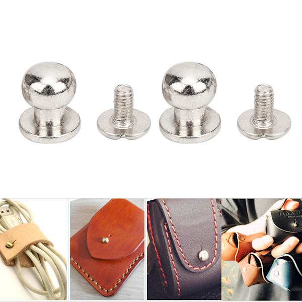 20ST 9 x 8 mm gør-det-selv kobbernitter med rundt hoved Nippel Nagelpose Sko Tilbehør til læder Sølv 9 x 8 mm