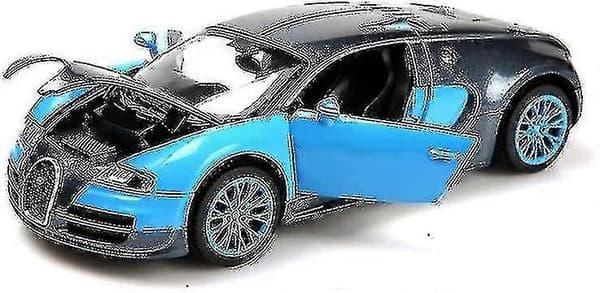 1:32 Bugatti Veyron trykstøbt bil, legeringsmodelbiler, legetøjsbiler til 3 til 12 år, blå