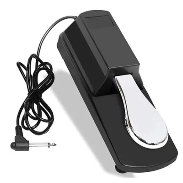 Sustain Pedal Dobbeltpolet Switch Anti Slip Sølv Universal Sustain Pedal til Digital Piano Keyboard Elektronisk Orgel