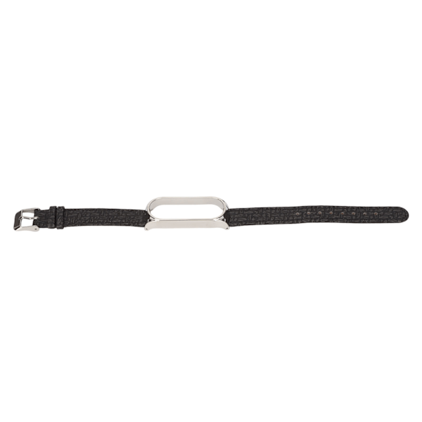 Læderarmbånd med hurtigkobling til læderure i flettet mønster med metalspænde til Xiaomi Mi Band 6 (sort sølv)