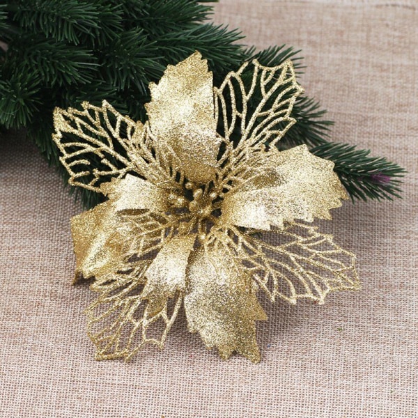10cm klæbrig pulver julefalsk blomst enkelt opp pakke stor 4# opp guld, model: to guld