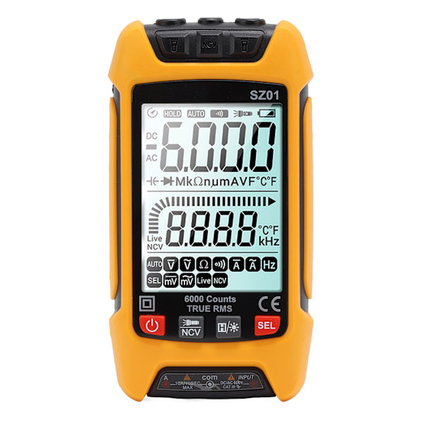 Digitalt multimeter sæt Intelligent stor skærm med høj præcision automatisk brandforebyggelse tester Orange