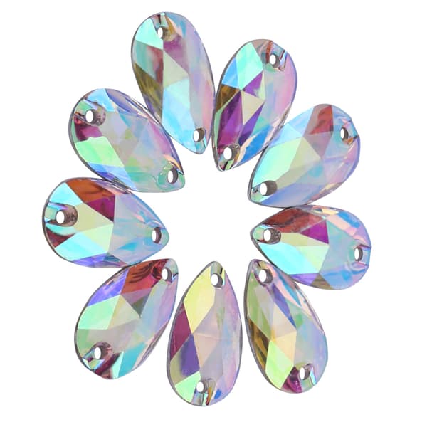 200 stk. dråpeformet harpiks flatback sy-rhinestone med doble hull dekorasjon (flerfarget)