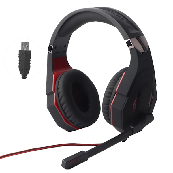 Kablet Gaming Headset USB-port Over-Ear Hodetelefon Mikrofon PC-Headset Datatilbehør
