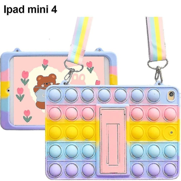 Decompression Bubble Design Ipad Mini 4 Sleeve Stødsikker All-round Beskyttelse, Med Nakkebøjle Rainbow Heart