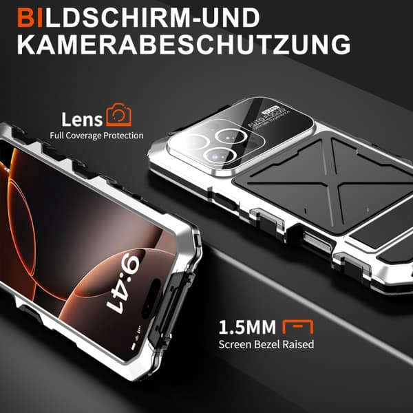Kompatibel med iPhone 16 Pro Max-deksel - Vanntett, støvtett og støtsikkert mobildeksel Silver