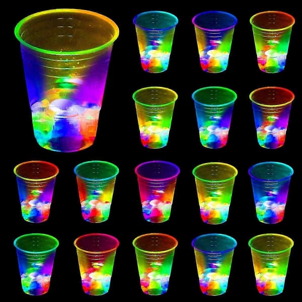 24-pak lysende plastikglas til arrangementer, hjemmefester, fødselsdage, koncerter, bryllupper, grillfester, strandferier