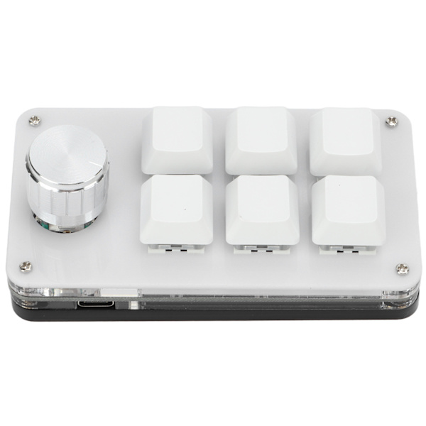 Enhånds mekanisk tastatur Multifunksjon 6-knapper Mini Gaming Tastaturgenvei Programmerbar tastatur med ratt Svart Hvit