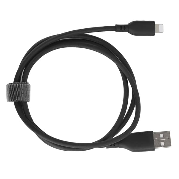 KUULAA 1M Mobiltelefon 2.1A Datakabel Opladerkabel Telefon Blød Opladerledning Sort
