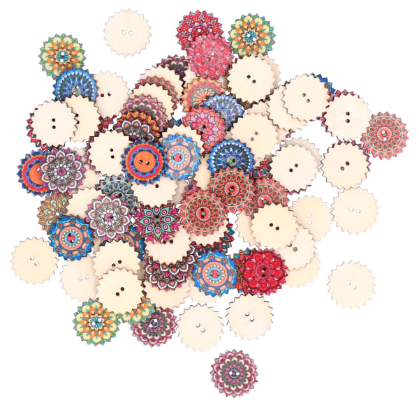 100 st träknappar GearShape 2-hålsknapp DIY Craft Scrapbook sömnadstillbehör