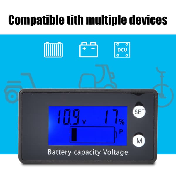 【NX】LCD Digital Voltmeter Medium Bærbar Batterispændingsudstyr Industriværktøj DC 10-100V(10-100V) Blå