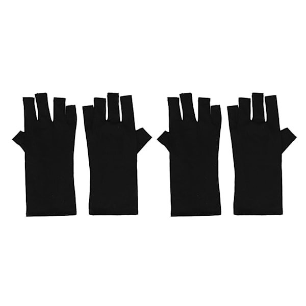 2 par UV-hansker Fingerløse Utmerket Elasticitet Art UV-blokkerende hansker for Neglegel Tørking Svart
