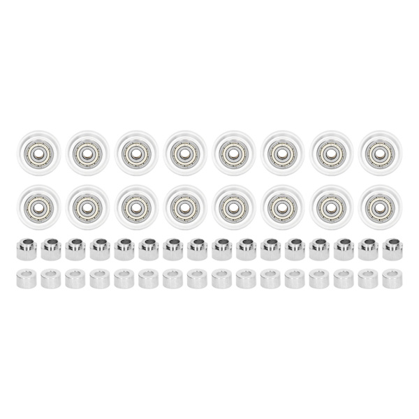 48PCS 3D-skrivarremskiva Hjulsats Stabil lågfriktions POM Precise stålremskivasats för tryckeri Transparent