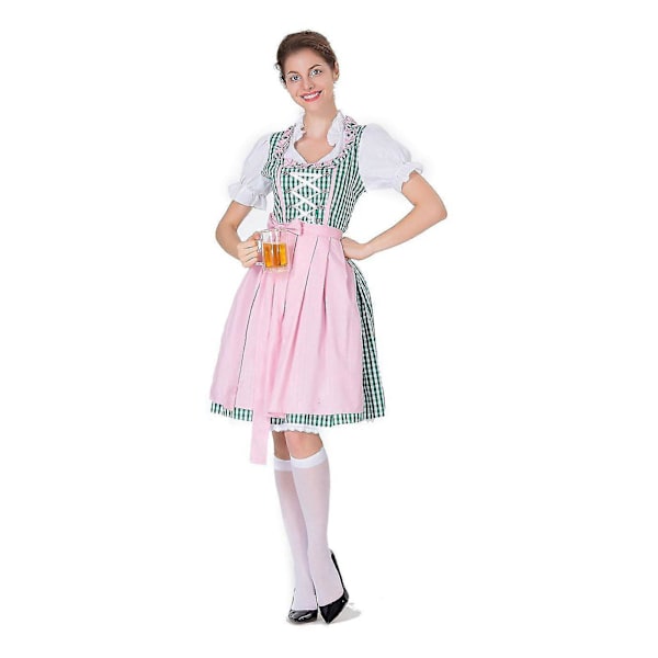 Oktoberfest Tysk Dirndl Kjole Kvinders Kostume Karneval Fest 2XL Grøn