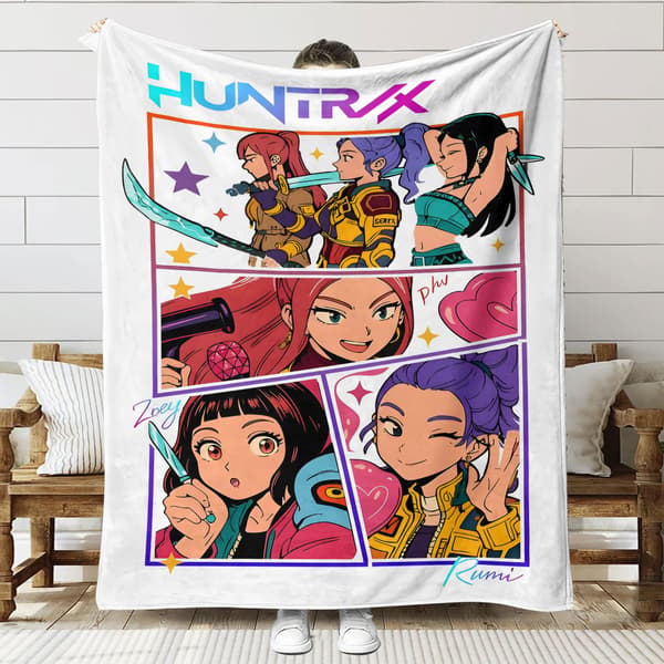 Huntrix K-Pop Printed Blanket | Flannel Throw Compatible with Sofa & Bed (Anime Theme)]SNT061]70+100cm SNT061 SNT061 70+100cm