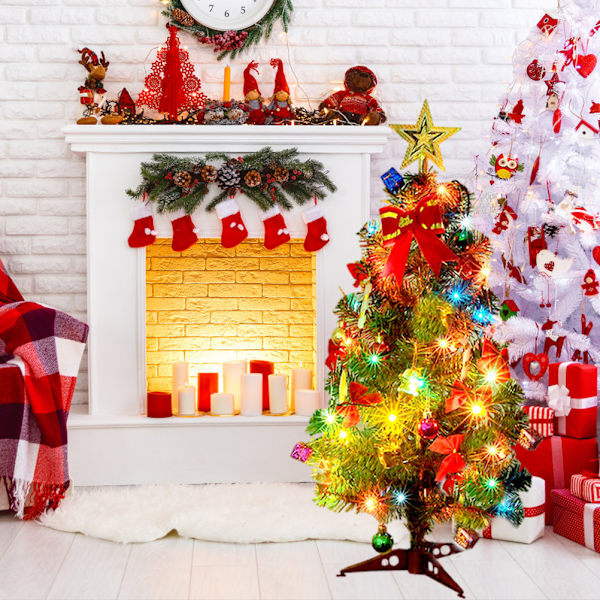45 cm LED mini julgransprydnader Bordsskiva konstgjord julgran LED strängljus julgransdekoration