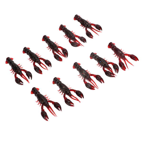 10 kpl Pehmeitä Onkiuisteja Crawdad-Syöttejä PVC-Katkarapuja Teko-Pehmeitä Onkiuisteja Syöttejä Bassojen Kalastukseen Tummanpunainen Pakkaus Kymmenen