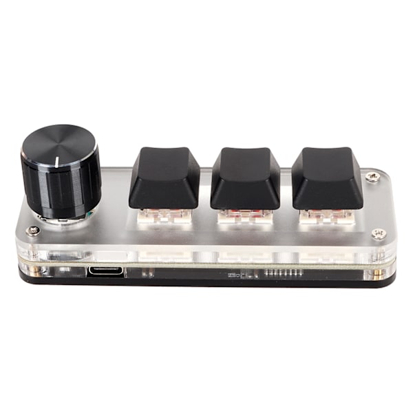 Röd Switch Makro Tangentbord Plug and Play Ergonomiska anpassade rattar USB-minitangentbord för stationär PC 3 tangenter 1 ratt