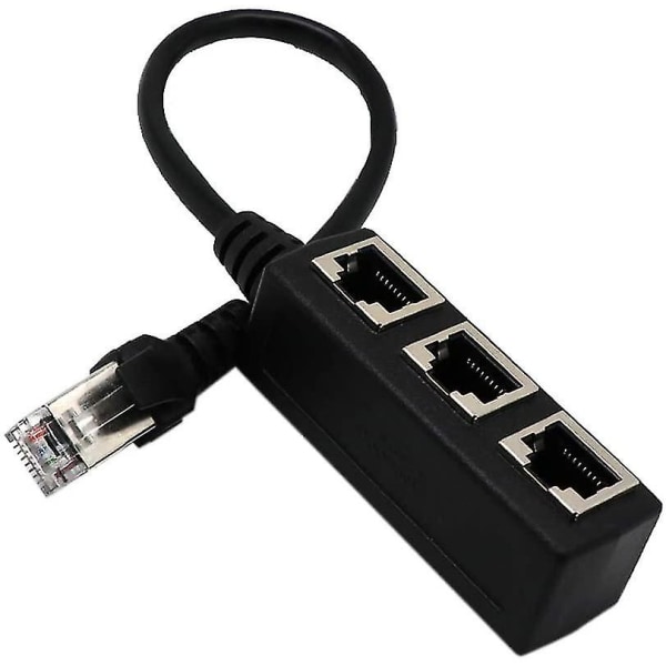 Nätverk 1 till 3-portars Ethernet-adapterkabel, nätverkskabeldelare, Ethernet en-till-tre-förlängningskabel blue L