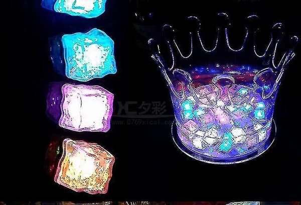 st LED-isbitsform för drycker, isbitar med vätskesensor, vattenaktiverad, glödande, dekoration för julfest