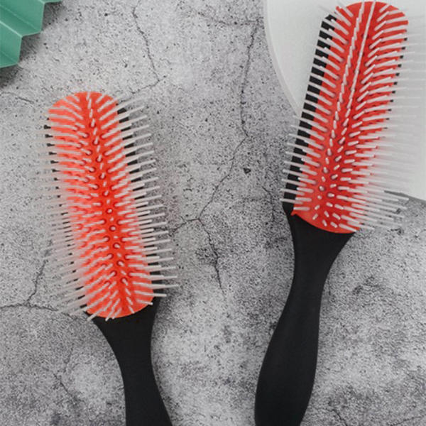 Statisk fri hårbørste 9 rader ABS frostet detangling rød krøllete hårbørste for styling