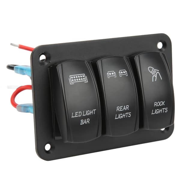 5Pin 3 Gangs vippbrytare Panel Led Light Bar Switch Blå Bakgrundsbelysning DC12‑24V Kompatibel med Marine Båt Bil ATV UTV