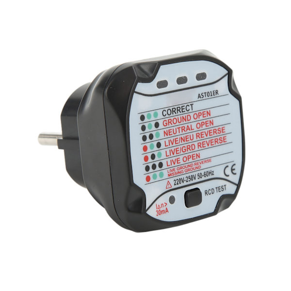 Stikkontakt Tester Præcis detektion Hurtig respons Stikkontakt Detektor EU-stik 220V-250V