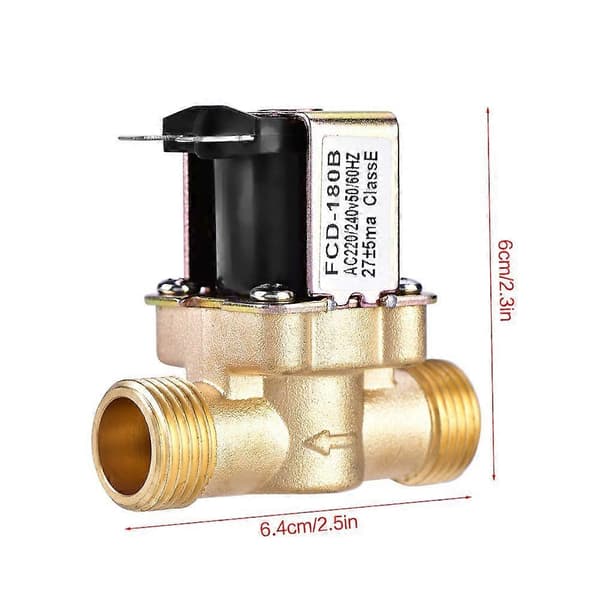 1/2 tomme AC 220V normalt lukket elektrisk magnetventil i messing for væskeindustripumpe